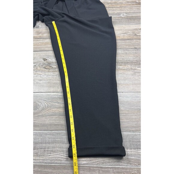 Maurices Black Paperbag High Rise Tie Waist Tapered Crepe Pants Size L - Picture 11 of 16